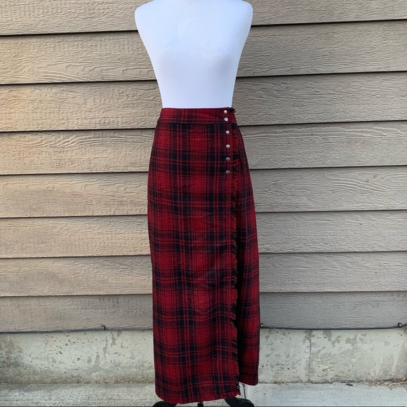 Eddie Bauer Dresses & Skirts - Eddie Bauer Wool Buffalo Plaid Long Wrap Skirt